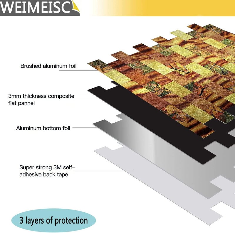 weimeisc 10-Sheet Peel and Stick Backsplash Tile for Kitchen, Self-Adhesive Backsplash Tile, Stick on Bathroom Vanities，Fireplace, Laundry Table (Print-5) - Image 5